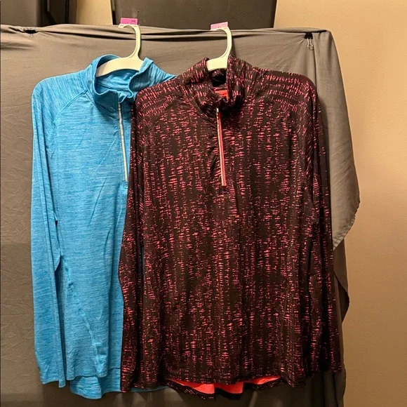 Champion Striped Blue Quarter-Zip Top. Lot of 2 - Picture 1 of 12